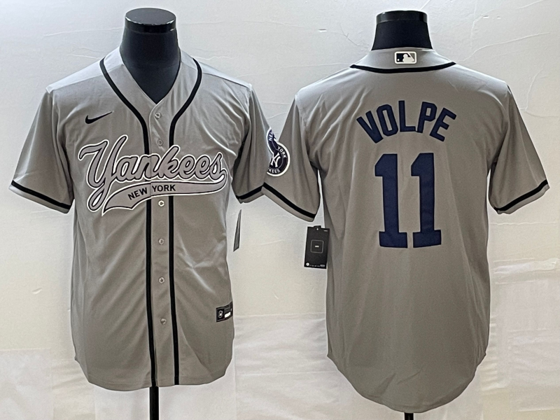 Men's New York Yankees Anthony Volpe #11 Gray Jersey Joint Edition